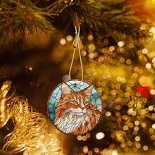 Cat Ceramic Christmas Hanging Ornament For Xmas Tree Wedding Holiday Party Home Decor - 貓 - 查看 7
