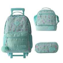CYPNjuego de 3 piezas mochila escolar con ruedas de carrito y bolsa de almuerzo lonchera termica reutilizable y estuche de gran capacidad para niño y niña facil de usar y de gran calidad.Fashion - 227501853 - Ver 8