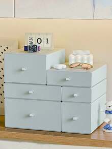 1pc Desktop Drawer Style Storage Box, Desk Organizer Rack For Stationery, Office, Student Dorm, Suitable For Bedroom, Living Room, Dorm, Office, Study, Vanity - White - View 7