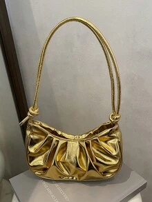 Korean Stylish Minimalist Chic Pleated Underarm Bag, Women's Spring New Fashion One Shoulder Bag, Casual Crossbody Bag - Multicolor - View 9