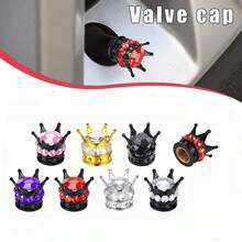 4pcs Diamond Studded Tire Valve Caps, Crown Shaped Tire Valve Stem Caps, Fit For Cars, Trucks, Bicycles And Motorcycles - Multicolor - View 15