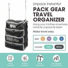 Pack Gear Hanging Carry-On Organizer - Our Fitted Hanging Luggage Organizer Perfectly Fits Any Carry On - Our PacFKing Cubes For Travel Use Mesh Windows To Make Finding Clothes Easy (Black, M) - Đen - Xem 3
