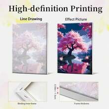 JOOZ Paint By Numbers Kit For Adults With Easel Cherry Blossom Tree Paint By Number With Frame Lake Scenery Adult Paint By Number Kits Oil Painting By Numbers For Gift Home Wall Decor 8x12 Inch - ColorD - View 7