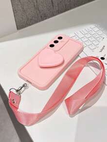 1pc DIY Heart-Shaped Mobile Phone Holder, Valentine's Day Heart-Shaped Mobile Phone Lanyard, Macaron Pink Mobile Phone Case, 2025's Latest Hot-Selling Mobile Phone Case With Grip And Military Shockproof Protection Compatible With Samsung Galaxy S25, S24, S24 Plus/S24+, S24 Ultra, S24 FE, S20, S21, S22, S23 And Compatible With IPhone 11/11 Pro/11 Pro Max/12/12 Pro/12 Pro Max/13/13 Pro/13 Pro Max/14/14 Pro/14 Pro Max/15/15 Pro/15 Pro Max/16/16 Pro/16 Pro Max/16E - Pink - View 5