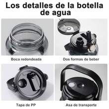 CYPNBotella de Agua 2L Antigolpes Reutilizable Sin BPA con Pajilla Removible Botella de Deportiva Escala de Hidratación Termo de Agua Antifugas para Gym Ciclismo Senderismo ViajeFashion - 219613962 - Ver 5