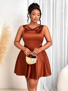 BIUBIU Đầm dệt kim cổ bẻ kẻ sọc mùa xuân cho nữ cỡ lớn, đầm bầu mùa thu/đông cỡ lớn, đầm đen thanh lịch cỡ lớn, đầm dài tay mùa thu/đông cỡ lớn, đầm bầu. - Nâu đỏ - Xem 6