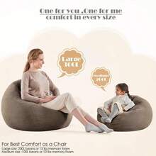 Funda para puf sin relleno para nios y adultos. Puf extra grande para almacenar peluches o espuma viscoelstica de pana suave de la mejor calidad - GrisclidoPortada mediana - Ver 7