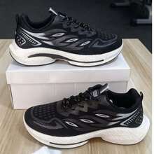 男士秋冬新款防水、柔韧、科技感十足的黑色皮革抓绒内衬EVA软底运动鞋 - 黑色 - 查看 2