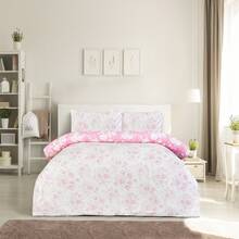 Luxury Super Soft Reversible Floral Toile Duvet Cover With Pillowcase - Pink Color - View 14