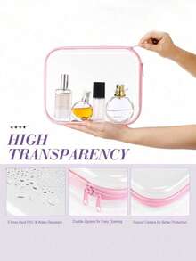 透明视觉设计化妆包,塑料拉链盒,透明双拉链旅行化妆品收纳袋,耐用PVC材质,便携式旅行收纳盒,适用于学校、办公用品、美术用品等 - 耐用PP塑料盒 - 彩色 - 查看 4