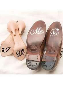 2pcs "I Do/Me Too" Wedding Decoration Stickers, Wedding Party Shoe Stickers, Suitable For Bride And Groom, Waterproof And Removable, For "I Do/Me Too" Wedding Decor Design - Multicolor - View 3