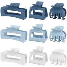 9 Pcs Hair Clips For Women, 3 Styles Hair Clips Small Medium Big Claw Clips For Thin Thick Hair, Strong Hold Nonslip Hair Claw Clips Hair Accessories (Blue) - Màu xanh lam - Xem 1