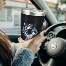 304 Stainless Steel Double Silver Edge Vacuum Insulated Drum 340g - Reusable Travel Cup With Stainless Steel Straw - This Is A Stainless Steel Water Cup About The Tampa Baseball Bay Rays  Theme - Leak Proof, Sweat Proof, Can Maintain Hot And Cold Temperatures For Hours, Frees Of Bisphenol A, Suitable For Car Cup Holders, Very Suitable For Match Days, Sports Events, Commuting, Office Rest And Outdoor Activities, Durable Double Wall Structure Fashionable Fan Gift - Silver - View 6