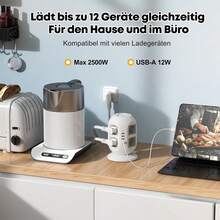 8-Way USB Power Strip With 8 USB Ports And Surge Protection, 2-Meter Long Power Strip With Double Switches For Home/Office - Phích cắm loại F của EU (220-240V) - Xem 4