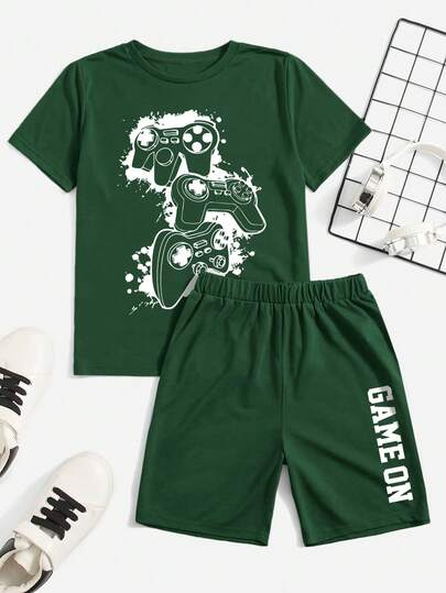 Boys' Video Game Print Short Sleeve T-Shirt And Shorts Set