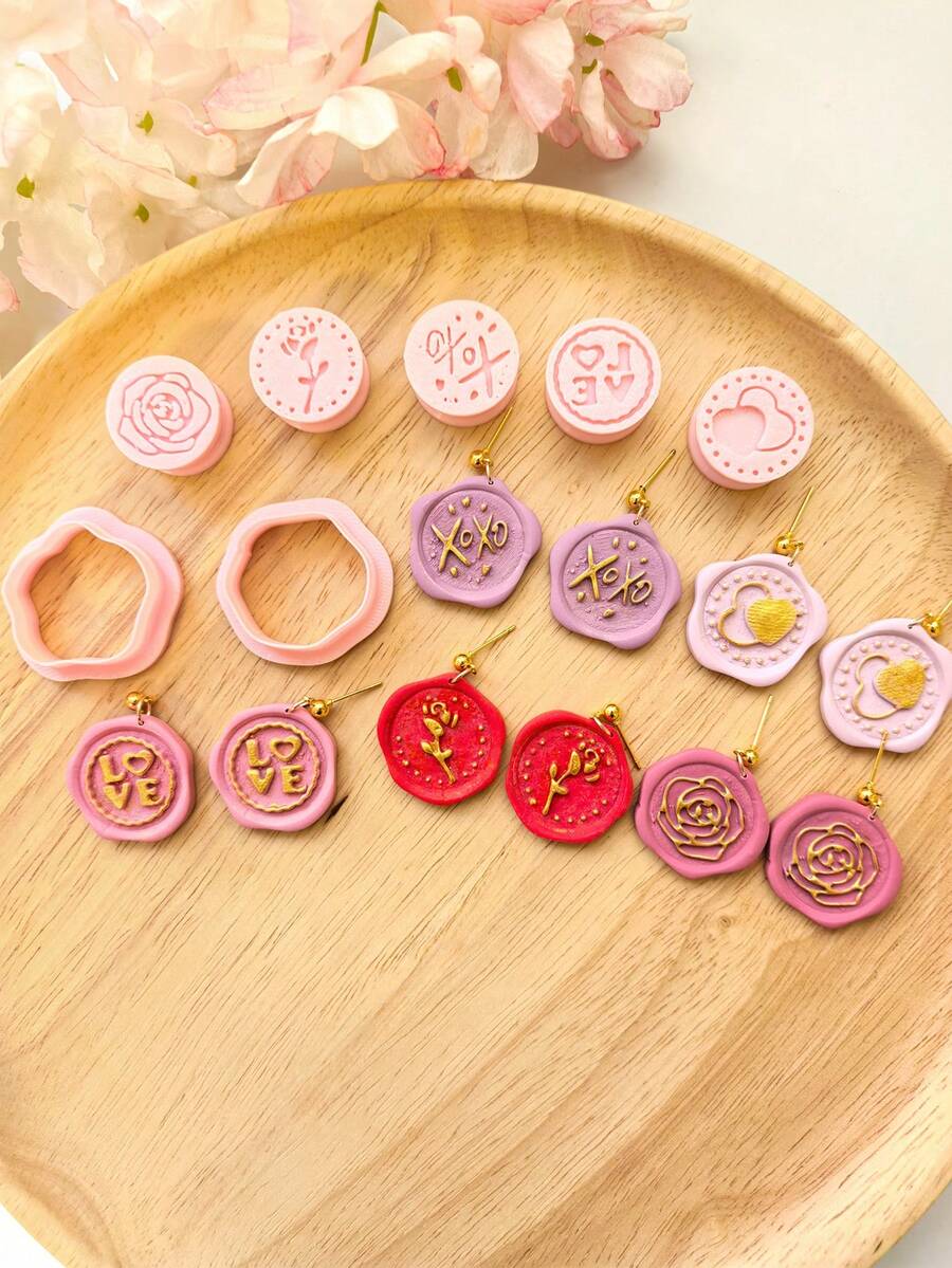 Valentine'S Day Rose Polymer Clay Cutters, Romantic Heart Rose Shape Polymer Clay Cutter Molds For DIY Soft Pottery Earrings, Polymer Clay Crafting Tools, Valentine's Day Gift - Valentine'S Day Rose Polymer Clay Cutters - View 1