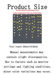金色开斋节快乐挂饰，新月星辰挂饰，饰有新月、星星和“Eid”字样 - 生日、订婚、婚礼和家居卧室装饰、派对装饰、节日挂饰 - 彩色 - 查看 9