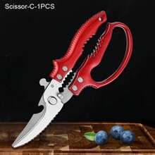 Tijeras de cocina WXCOO, tijeras para huesos de pollo, tijeras multifuncionales para carne, verduras y pescado, con antideslizante, tijeras especializadas para cocina - Tijeras de plata - Ver 9