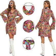 Bộ trang sức phong cách hippie retro thập niên 70 gồm 6 món, bao gồm vòng cổ và bông tai, kiểu dáng cổ điển phù hợp cho bé gái và phụ nữ (họa tiết được sắp xếp ngẫu nhiên), thích hợp cho tiệc Giáng sinh, lễ hội hóa trang, tông màu hồng, quà tặng ngày lễ, trang phục dự tiệc, bộ trang sức thanh lịch, họa tiết hoa, tiệc độc thân, phong cách retro, tiệc năm mới, trang phục ngoài trời, trang phục Halloween mùa xuân. - Màu Hoa hồng đỏ - Xem 15