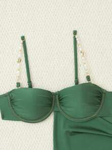RWX VEST Women's Beach Set With Cover-Up – Elegance And Sophistication In Every Detail 2025 XX386 - Army Green - View 3