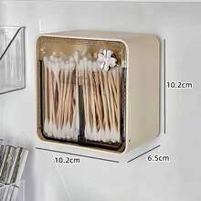1个棉签收纳盒，壁挂式棉签整理盒，适用于浴室、梳妆台、衣柜，多功能收纳架，必备浴室配件，卸妆棉收纳盒，桌面棉签收纳容器 - 彩色 - 查看 10