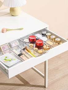 4-częściowe przezroczyste pudełka do przechowywania kubków i łyżeczek, kosz do przechowywania kosmetyków, stojak do przechowywania produktów do pielęgnacji skóry, pudełko do przechowywania w komodzie sypialnianej, przezroczysty organizer do szuflady z możliwością układania w stosy, wielofunkcyjne pudełko do przechowywania na biurku, wielofunkcyjne pudełko do przechowywania na biurku, pudełko do sortowania przegródek w szufladzie, organizer oszczędzający miejsce - Wielokolorowe - Zobacz 7