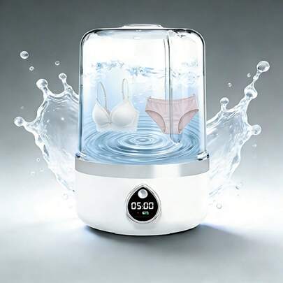 便携式迷你洗衣烘干机二合一，USB充电，带甩干功能，3种模式，适用于清洗内衣、袜子和其他衣物，是居家、旅行、露营和宿舍使用的理想之选。