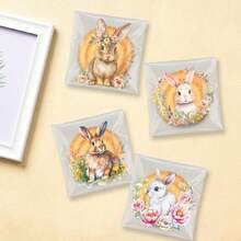 100pcs Easter Bunny & Flower Pattern Gift Bags, Cute Rabbit & Spring Flower Design Transparent Self-Adhesive Packaging Bags, 4 Different Patterns Mixed - Ideal For Easter And Themed Party Gifts Packaging, Etc. - Multicolor - View 10