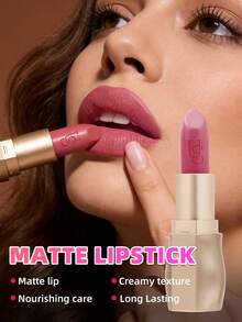 USHAS Matte Lipstick, 11 Colors Available, Nude Velvet Texture Lipstick, Long-Lasting Waterproof, Easy To Apply, Non-Stick, Great For Valentine's Day Gift, Suitable For Daily Makeup - #03 - View 4