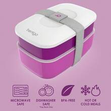 Stackable 3 Compartment Lunch Box With Utensils Strap Purple Ideal For Meal Prep - 紫色 - 查看 5