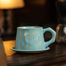 European Retro Ceramic Coffee Cup & Saucer Set, Creative Gift, Afternoon Tea Mug, Coarse Pottery Coffee/Tea Cup - Multicolor - View 11