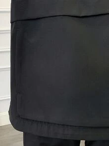 防风防水宽松纯色休闲半拉链时尚修身登山户外徒步夹克运动服 - 黑色 - 查看 10