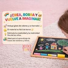 Pizarra de juegos Para Aprendizaje, Dibujo Incluye 12 gises de colores + Borrador - Café integral - Ver 6