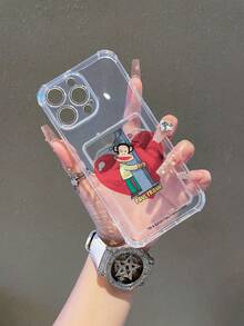 官方授权 Paul Frank 透明卡包手机壳，全包猴子图案，防震摄像头保护，猴子数字 1 爱心字母图案，全新，兼容 13/14/15/16/17 Pro Max - 彩色 - 查看 3