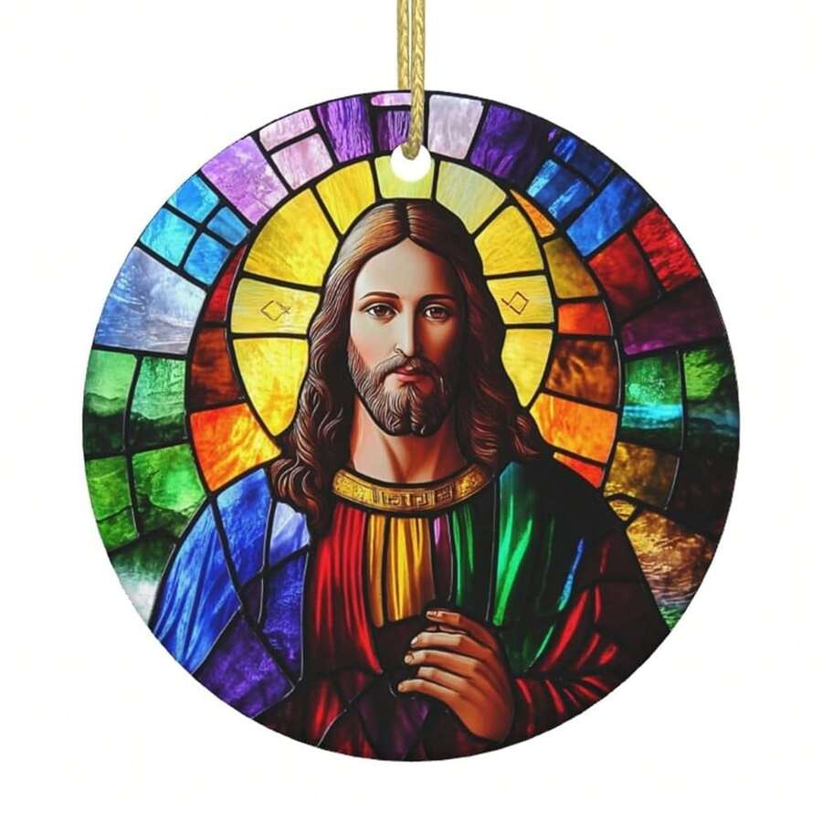Jes 1us Ceramic Christmas Hanging Ornament For Xmas Tree Wedding Holiday Party Home Decor - 耶穌1us - 查看 1