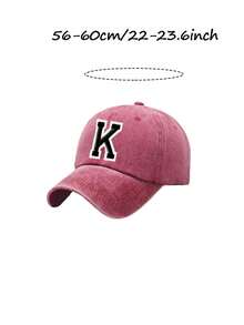 1顶26字母印花水洗棒球帽，适合儿童在假期和返校派对上佩戴 - 酒紅 - 查看 11