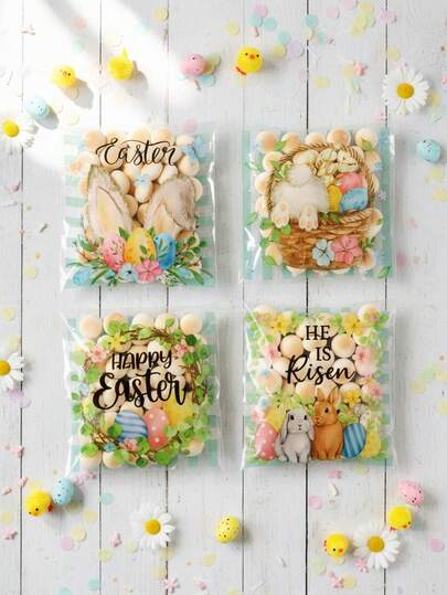 100pcs Easter Bunny Gift Bags Self-Sealing Bags, Easter Egg Gift Packaging Bags, Easter Party Supplies, Happy Easter Decorations, Easter Craft Bags, Easter Chocolate Biscuit Bags, Easter Rabbit Sweet Bags, Easter Party Decorations, Easter Small Gift Packaging Bags, Easter Kitchen Baking Bags, Easter Celebration Table Decorations, Easter Room Decorations, Easter Home Decor, Easter Gift Bags, Party Favors