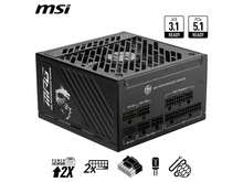 MSI MPG A850GS PCIE5, Fully Modular Gaming 850W Power Supply, 80+ Gold, Dual 12V-2x6 Cables, Server-Grade Capacitor, ATX 3.1 & PCIe 5.1 Ready, Low-Noise, Semi Digital, 10 Year Warranty - US B Type Plug(110-127V) - View 2