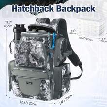 Piscifun - Mochila para aparejos de pesca con 4 bandejas bolsa de almacenamiento impermeable grande con cubierta protectora para lluvia y 4 aparejos caqui negro y camuflaje - VEIL Camuflaje - Ver 6