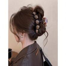 1pc Autumn/Winter Fashion Large Pearl Minimalist Elegant Hair Claw Hairpin, Acrylic, Suitable For Party, Commute, Outfit Matching Hair Clip Winter Hair Accessories - Multicolor - View 2