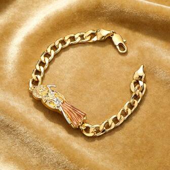 1 pieza Accesorio de aleación con baño de oro/plata de la diosa de la muerte de estilo mexicano, pulsera de alambre de cobre, adecuado para uso diario y regalos festivos, decoración de Halloween y Navidad