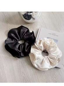 1个缎面褶皱荷叶边发圈，简约优雅发绳，休闲涤纶发圈，适合春夏秋冬四季，可作马尾辫发圈、发圈、发绳 - 彩色 - 查看 7