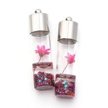 2pcs/Pack Dried Flower Star Wish Bottle Pendant, 4.5cm Cute Necklace, Phone Chain, Earring DIY Jewelry Pendant, Exquisite Holiday Handmade Decoration - Wishing Bottle - View 12