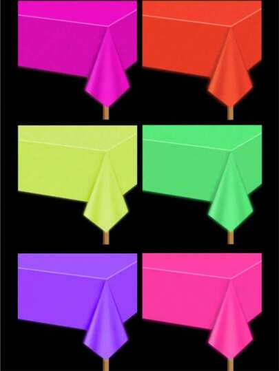 1pc Neon Tablecloth, 54" X 108", UV Reactive Fluorescent Neon Tablecloth For Glow Parties, Birthday Parties, Rave Parties, Black Light Events