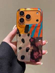 Luxury Leopard Print Patchwork Wavy Eagle Claw Tiger Stripe Phone Case, Compatible With IPhone 17 Pro Max, 17 Pro, 17 Air, 17, 12, 13, 14, 15, 16 Pro Max, 14 Plus, 15 Plus, 16 Plus, 11, 17, 16, 15, 14, 13, 12, Glossy Protective Cover - Splicing - View 2
