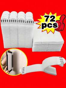 12pcs Reusable Sticky Hook And Loop Strips Set, Suitable For Women - Damage-Free Strong Adhesive Strips, Multi-Purpose Wall Stickers, Applicable For Home Organization, Removable No Residue Decorative Fixing Tapes, Ideal For Cosmetics Storage/Kitchen Storage/Valentine's Day Decor, Suitable For Homeowners, Renters, Organization Enthusiasts, Busy Moms And Beauty Lovers, Valentine's Day Decor, Frame Fixation. - White - View 2