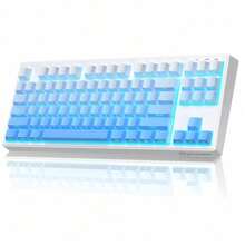 ATTACK SHARK Tri-Mode Wireless Keyboard Bluetooth Dual + 2.4G + Wired, 87 Keys Tenkeyless, PBT Gradient Keycaps, 26-Key Anti-Ghosting, 4000mAh Rechargeable Battery, RGB Backlit, Quiet Silicone Linear Feel, Detachable Cable, For Windows - Multicolor - View 13