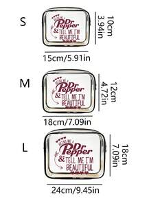 Transparent Zippered Cosmetic Bag Features The Dark Red Letters And A Heart. Lightweight, Portable, Waterproof, Dustproof, Stylish, And Simple,Serves As A Cosmetic Organizer, Toiletry Bag, Back-To-School Essentials Organizer