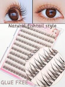 120PCS C Curl Natural Fishtail Style Natural Look False Eyelashes – No Glue Needed, Lightweight Daily Wear, Reusable, Easy 3-Second Application, Self-Adhesive No Glue False Eyelashes – Instant 3-Second Press-On Lashes, Reusable With Strong Hold, No Messy Glue Needed Lash Clusters, Eyelash Clusters, Individual Eyelashes, Lashes, Fake Lashes