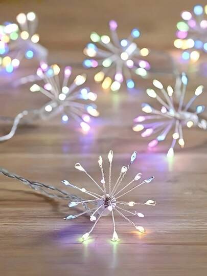 3M/100LED(10 Strands) Copper Wire Lights, Firework Style Lights, 8 Modes USB Powered Fairy String Lights, Dandelion & Star Shaped LED Lights, LED String Lights, Indoor Decor, Indoor Dandelion Lights, Rope Lights, Atmosphere Decoration Lights, Suitable For Room, Bedroom, Living Room, Stairs, Dining Room, Party, House, Party, Birthday, Holiday, Christmas Tree, Various Festivals, Birthday, Christmas, Christmas Decor, Christmas Lighting Accessories, Garden Firework Lights, Adding Holiday Atmosphere